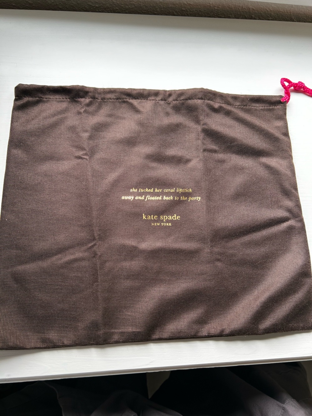 kate spade Brown Drawstring Dust Bag with Gold Logo